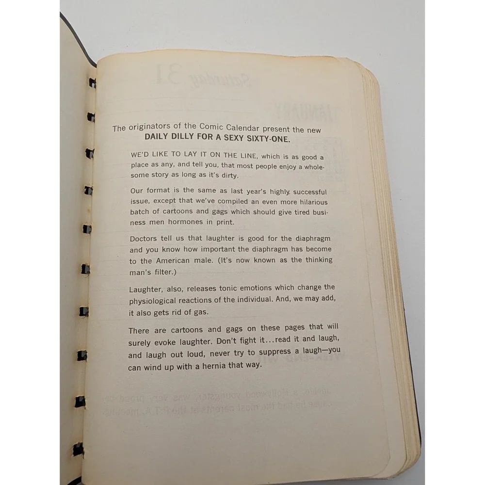 Vtg 1961 Daily-Dilly Reminder Calendar McClain Dray Line Adult Humor Gag Book